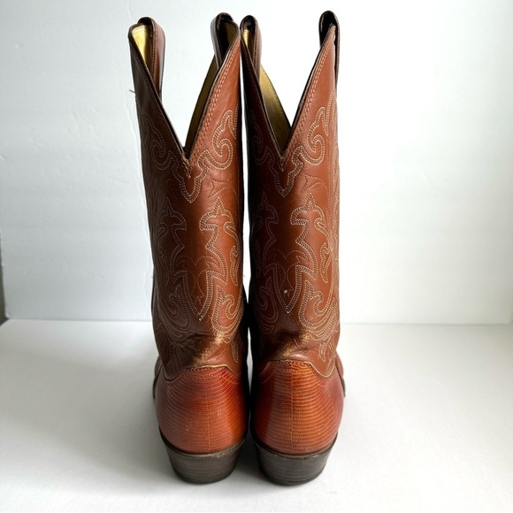 Justin Cowboy Boots Exotic Leather Lizard Iguana Skin Brown Style 4786 Mens 9.5 - Picture 8 of 15